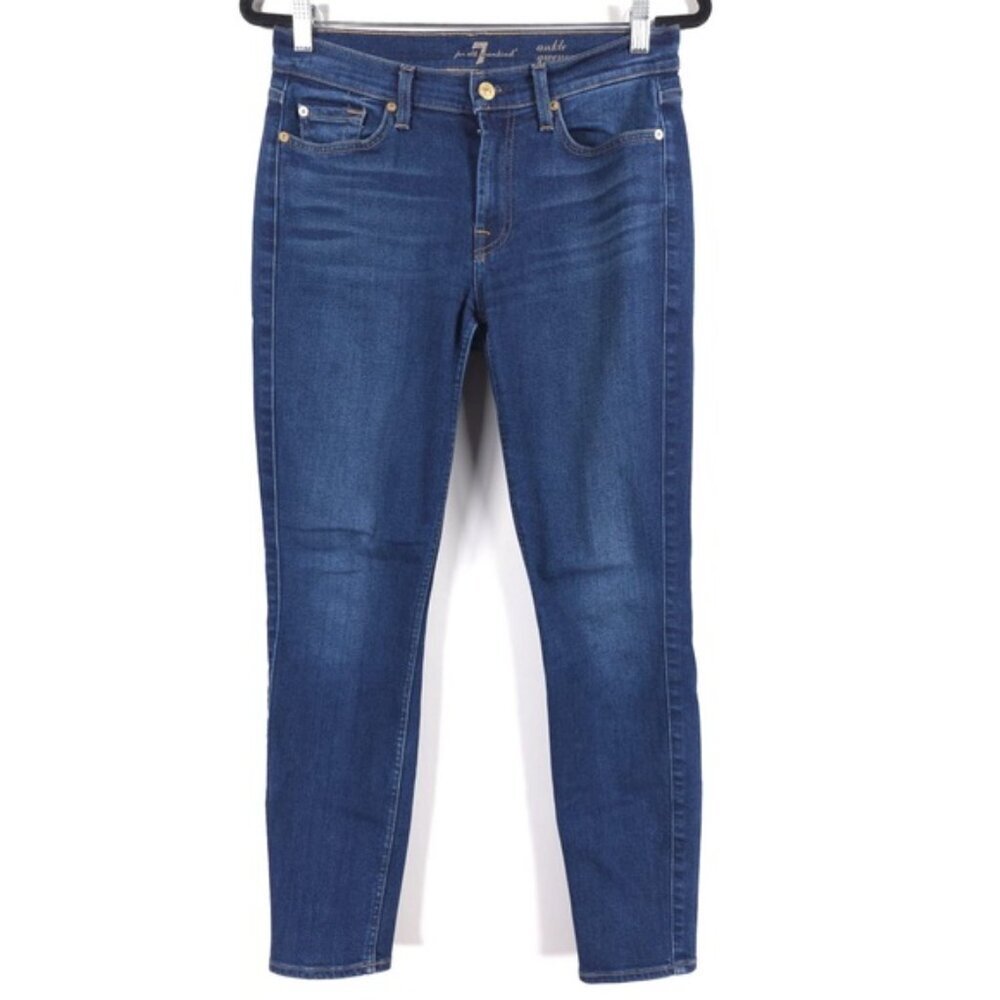 7 For All Mankind Mid Rise Skinny Jeans Stretch JU8097759A Size 28